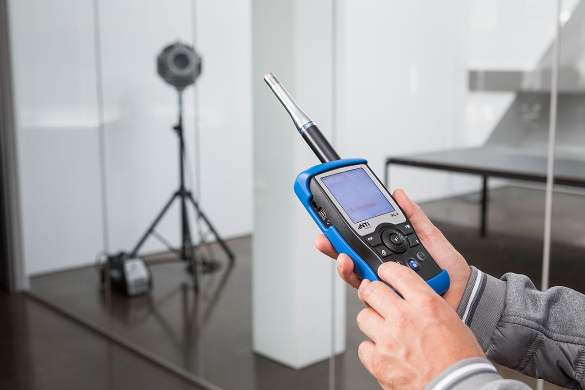 Professional acoustic measurement equipment in use
