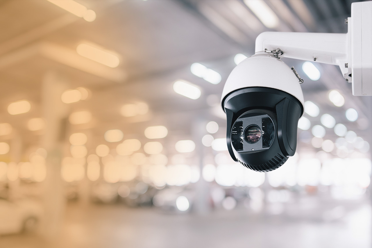 Professional surveillance camera system in modern retail environment